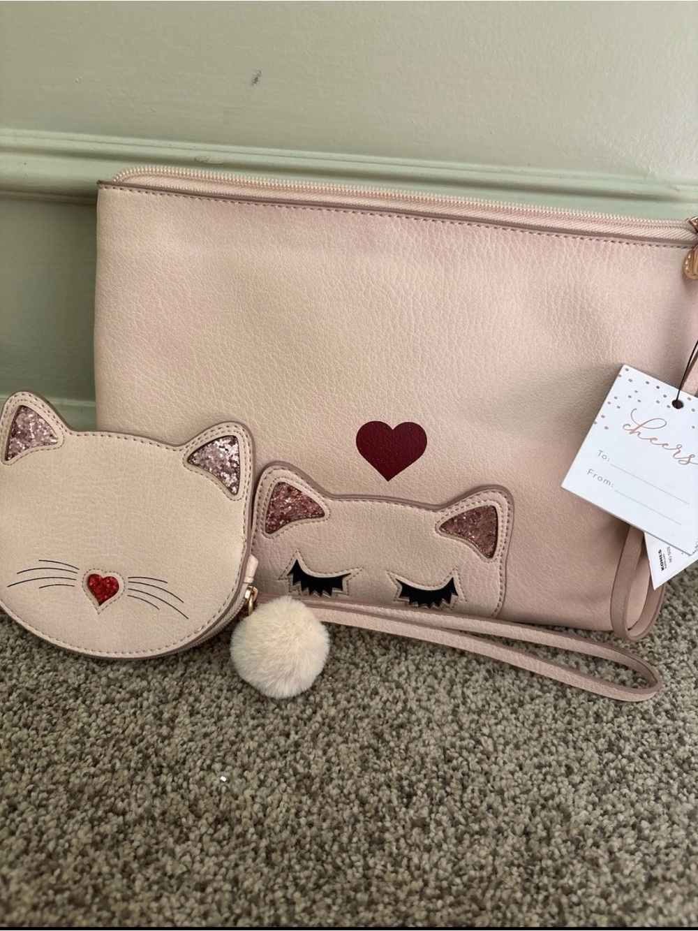LC Lauren Conrad Cat Face Pouch and Coin Purse NWT